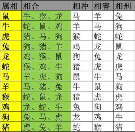 十二生肖相生相克|属相相生相克表